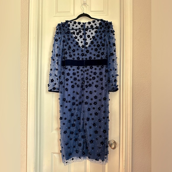 Mac DuggalEmbellished V-Neck Illusion Long Sleeve Column Midi, size 12 - Picture 7 of 9